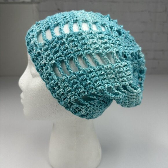 Handmade New Slouchy Snoody JAS Big Twist in Ocean Splash Knit Beanie - Large‎ - Picture 3 of 11